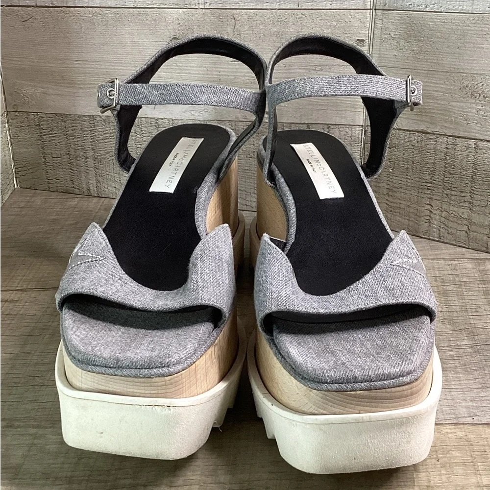 Stella McCartney Grey Platform Sandals with Star Detail